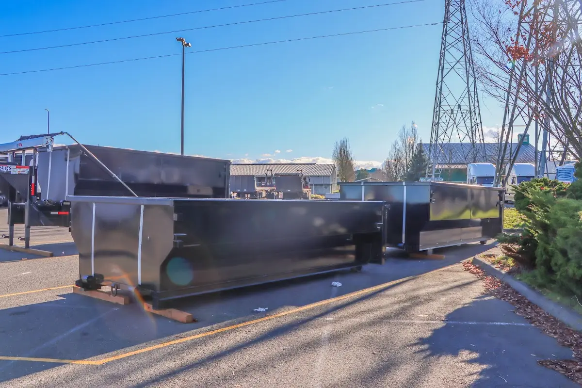 Roll-off dumpster ready for waste disposal at job site for 4 Yard Dumpster Rental in Fair Lawn